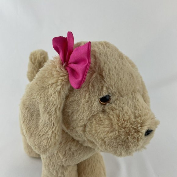 Tan Puppy Dog 10” Plush Stuffed Animal Toy w/Pink Bow Unbranded - Picture 7 of 8